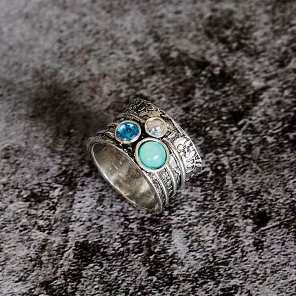 Multilayer Inlaid Crystal Gemstone Ring - Picture 5 of 6